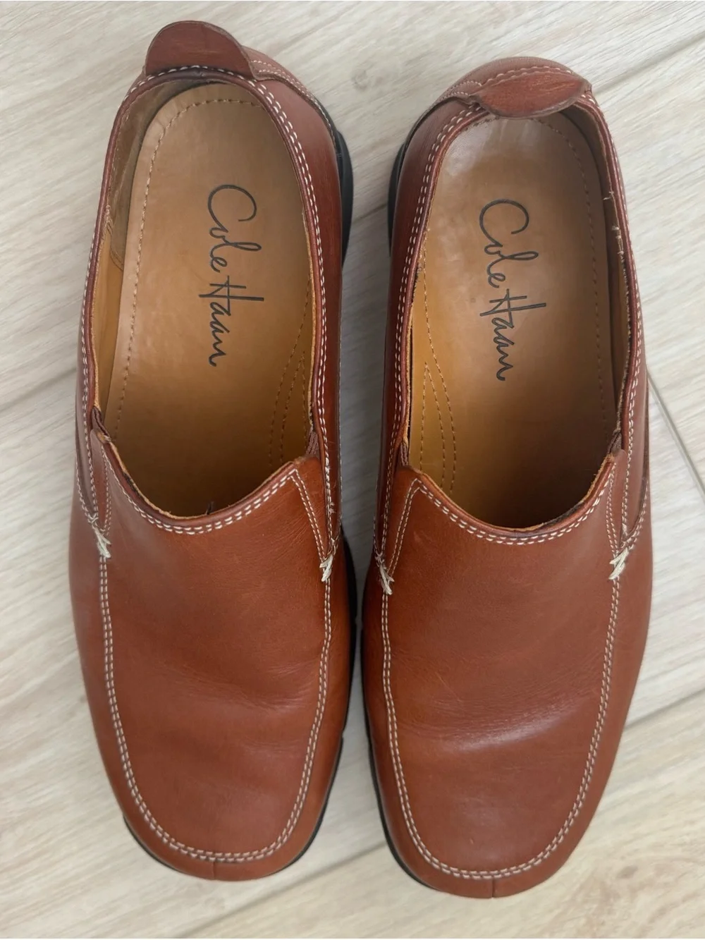 Cole Haan Men’s 8M Nike Air brown leather slip-on driving loafers dress shoes